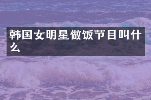 韩国女明星做饭节目叫什么