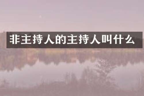 非主持人的主持人叫什么