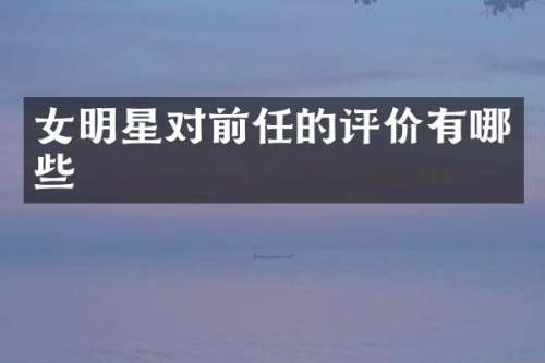 女明星对前任的评价有哪些