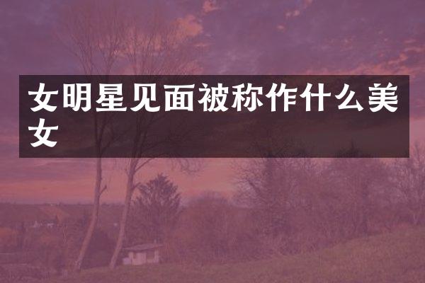 女明星见面被称作什么
