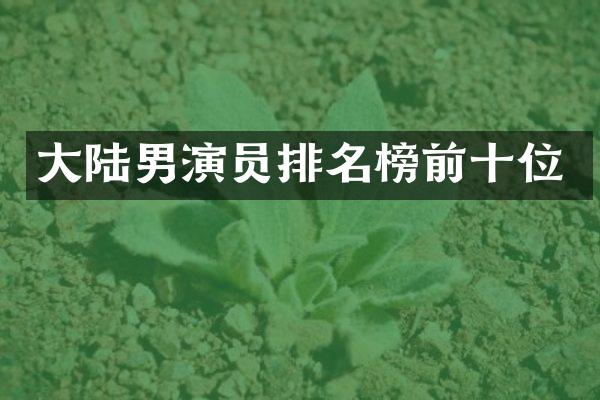 大陆男演员排名榜前十位