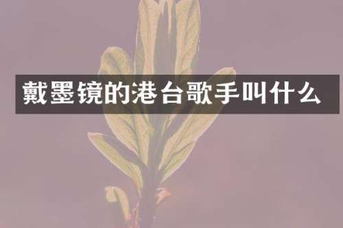 戴墨镜的港台歌手叫什么