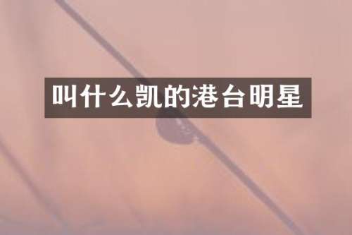 叫什么凯的港台明星