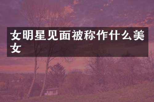 女明星见面被称作什么