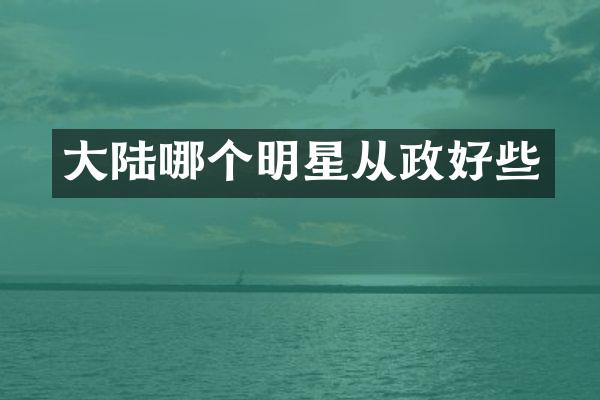 大陆哪个明星从政好些