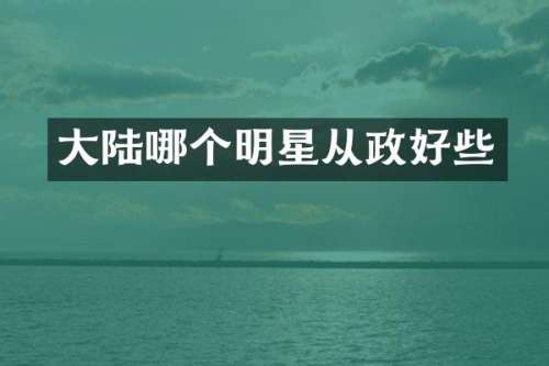 大陆哪个明星从政好些