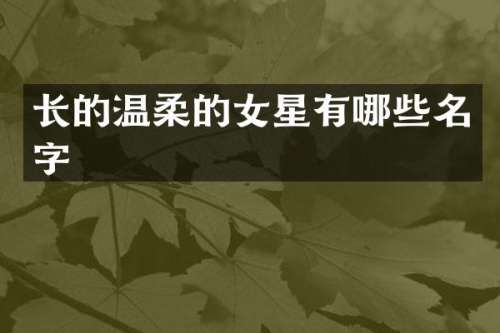 长的温柔的女星有哪些名字