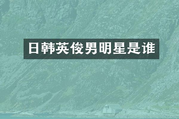 日韩英俊男明星是谁