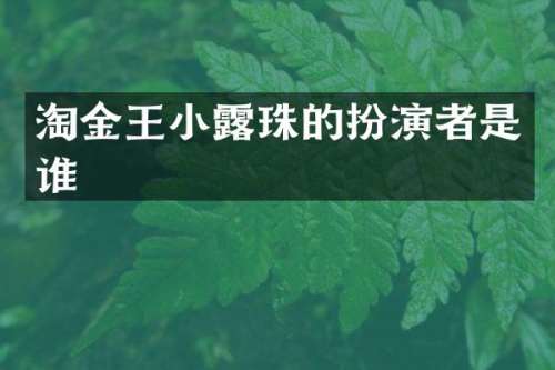 淘金王小珠的扮演者是谁