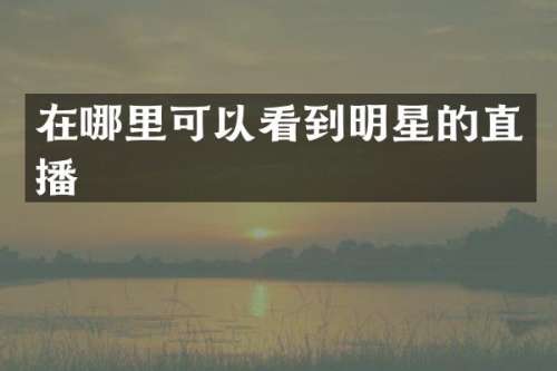 在哪里可以看到明星的直播