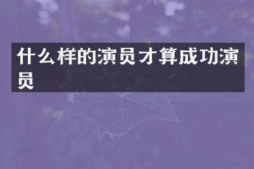 什么样的演员才算成功演员