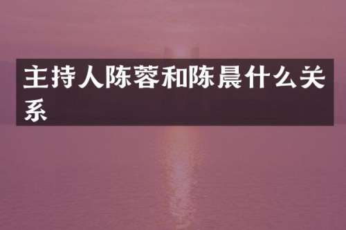 主持人陈蓉和陈晨什么关系