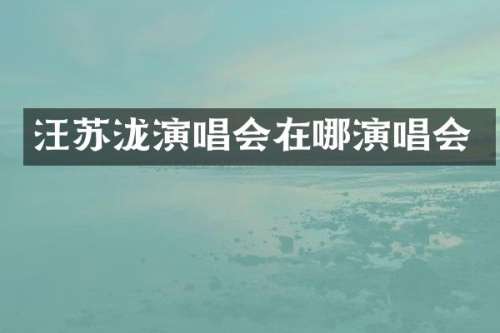 汪苏泷演唱会在哪演唱会
