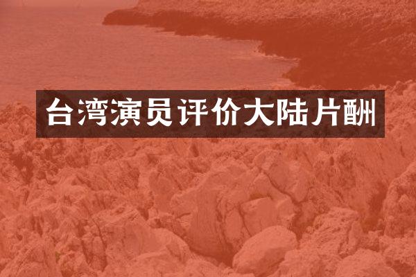 台湾演员评价大陆片酬