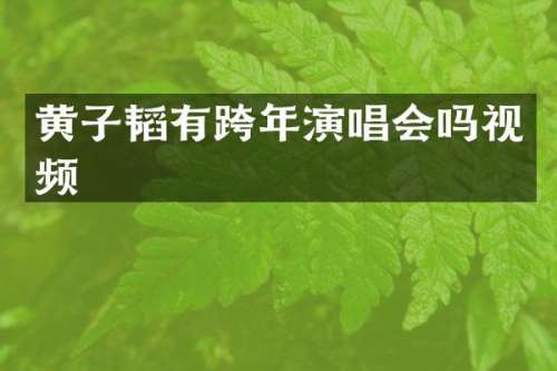 黄子韬有跨年演唱会吗视频