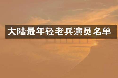 大陆最年轻老兵演员名单