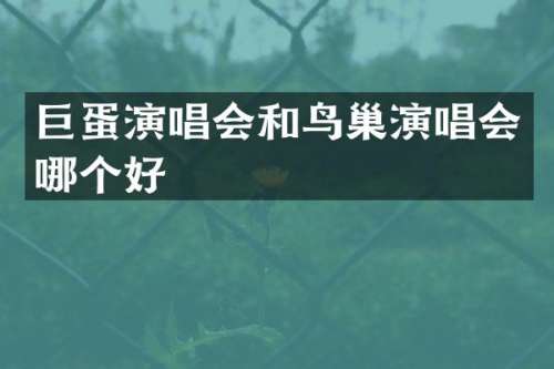 巨蛋演唱会和鸟巢演唱会哪个好