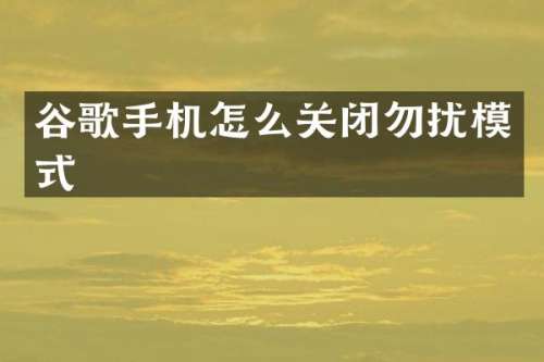 谷歌手机怎么关闭勿扰模式