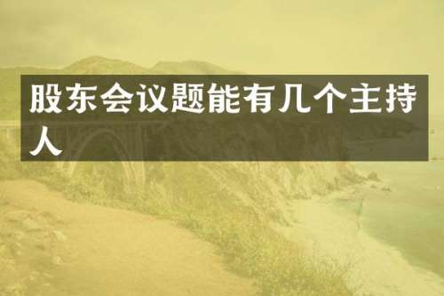 股东会议题能有几个主持人