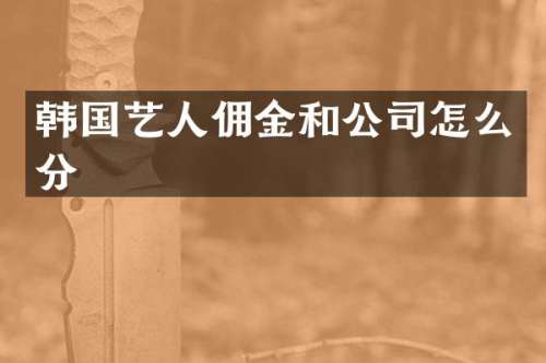 韩国艺人佣金和公司怎么分