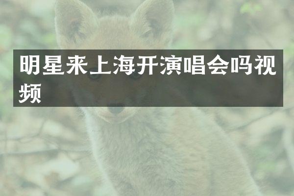明星来上海开演唱会吗视频