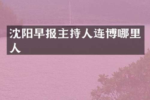 沈阳早报主持人连博哪里人