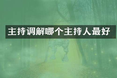 主持调解哪个主持人最好