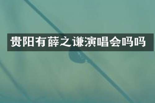 贵阳有薛之谦演唱会吗吗