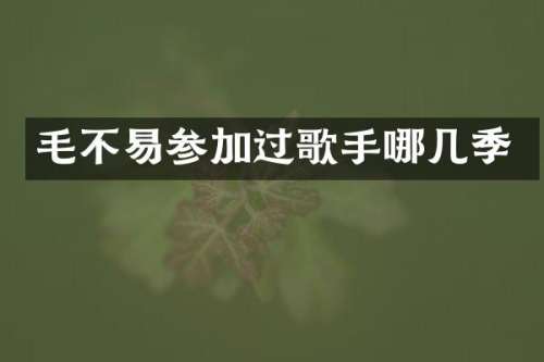 毛不易参加过歌手哪几季