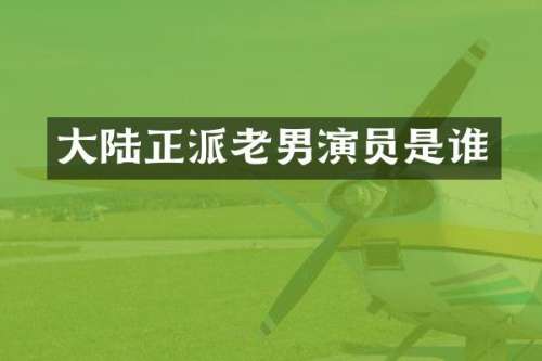 大陆正派老男演员是谁