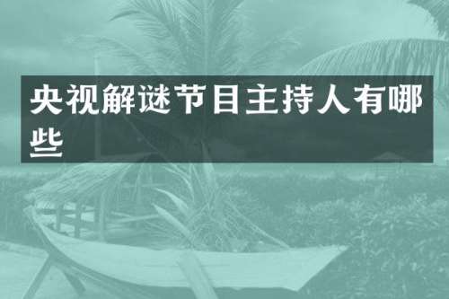 央视解谜节目主持人有哪些