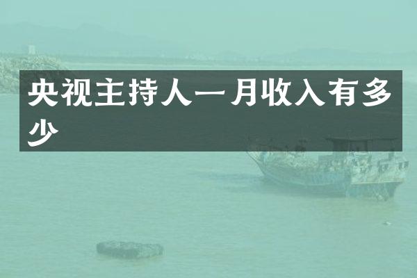 央视主持人一月收入有多少