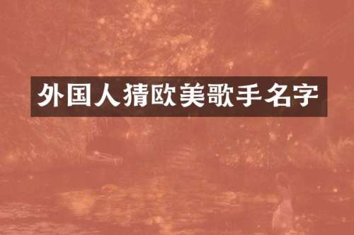 外国人猜欧美歌手名字