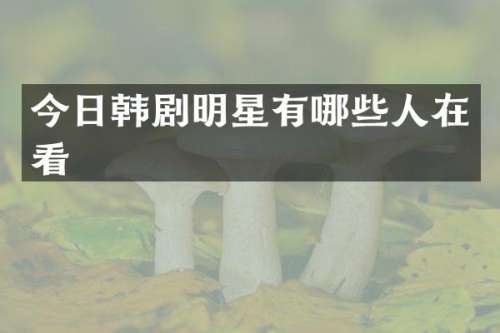 今日韩剧明星有哪些人在看