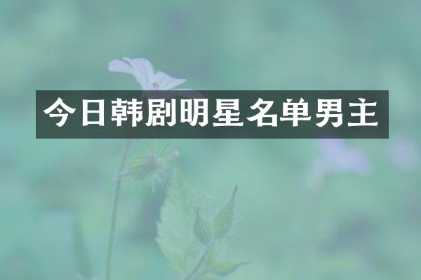 今日韩剧明星名单男主