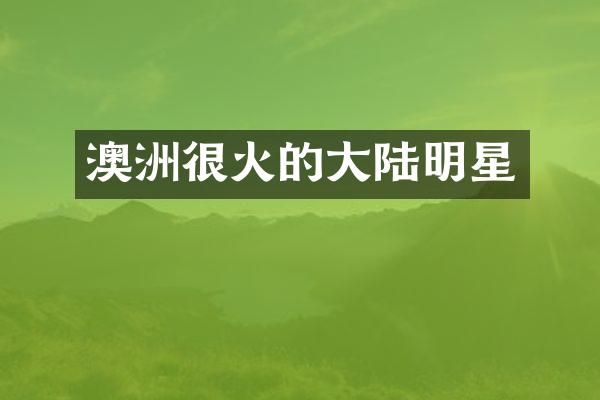 澳洲很火的大陆明星