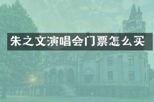 朱之文演唱会门票怎么买