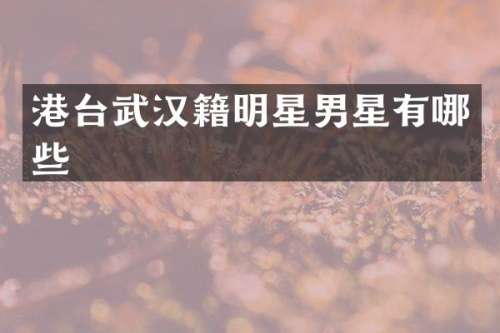 港台武汉籍明星男星有哪些