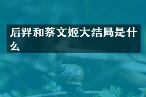 后羿和蔡文姬大结局是什么