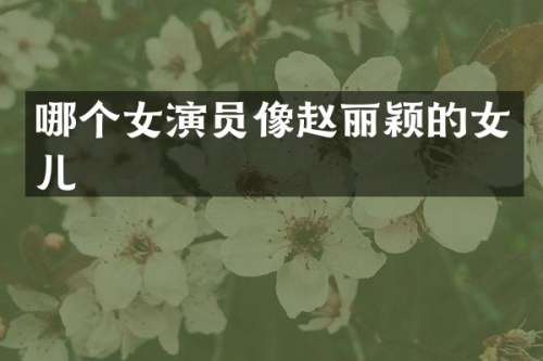 哪个女演员像赵丽颖的女儿