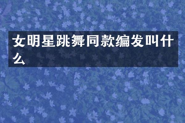 女明星跳舞同款编发叫什么