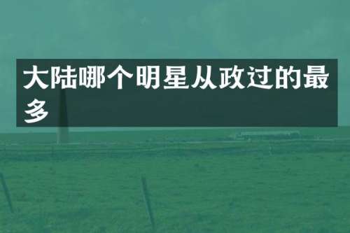 大陆哪个明星从政过的最多