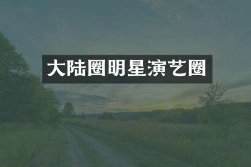 大陆圈明星演艺圈