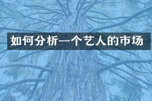 如何分析一个艺人的市场