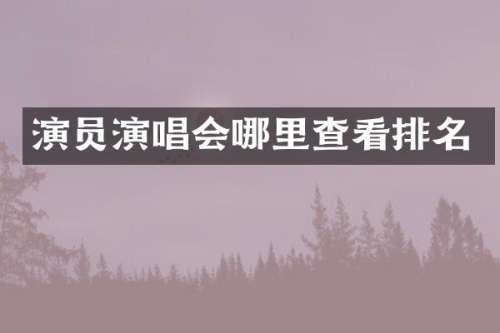 演员演唱会哪里查看排名