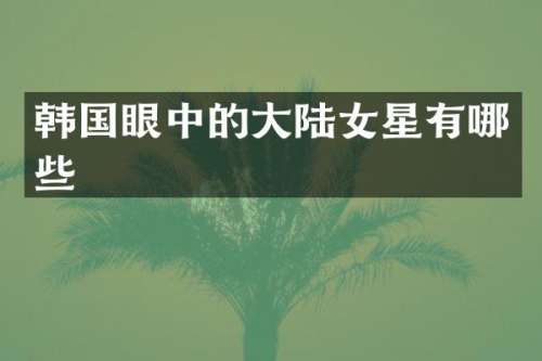 韩国眼中的大陆女星有哪些