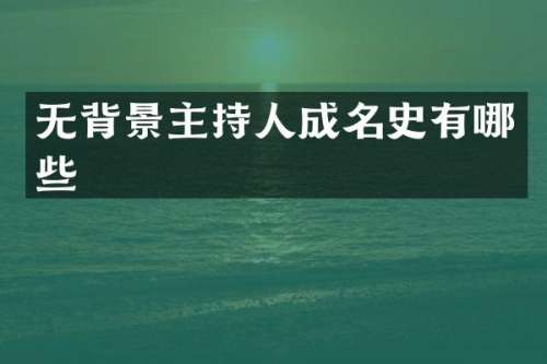 无背景主持人成名史有哪些