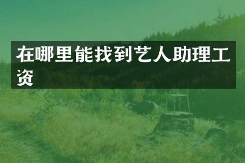 在哪里能找到艺人助理工资