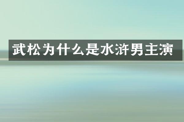 武松为什么是水浒男主演