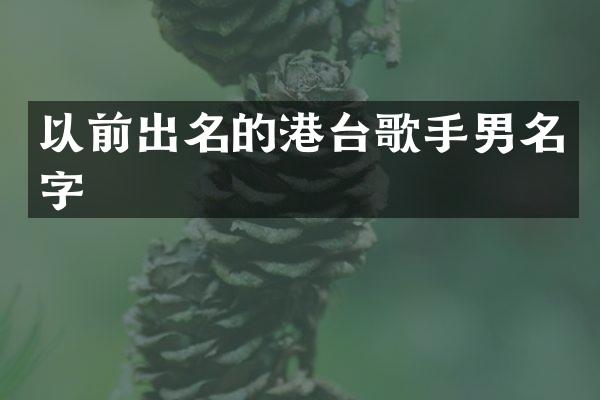 以前出名的港台歌手男名字